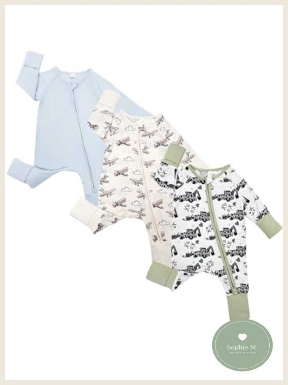 Bamboo Rayon Baby Romper Jumpsuit Long Sleeve with Zipper